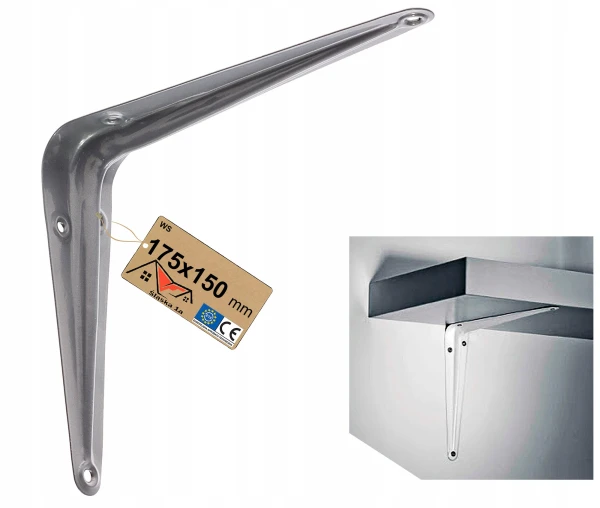 UCHWYT WSPORNIK KĄTOWNIK PODPÓRKA PÓŁKĘ DO PÓŁKI SZARY METALOWY 175x150 MM
