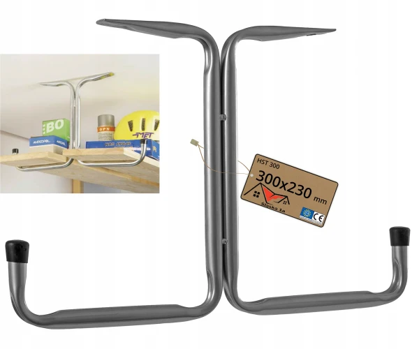 PODWÓJNY HAK SUFITOWY WSPORNIK 300x230 PÓŁEK PODSUFITOWYCH pod narty HST300