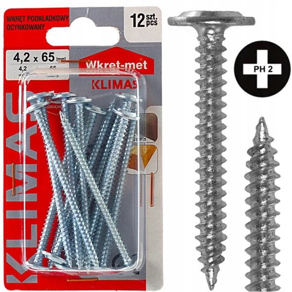 Wkręty do metalu drewna podkładkowe do blachy blachowkręty 4,2x65 mm