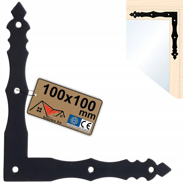 Stalowy kątownik płaski narożnik do okiennic czarny okienny 100x100 mm
