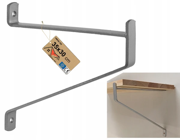 WZMOCNIONY KĄTOWNIK WSPORNIK PODPÓRKA UCHWYT POD PÓŁKĘ OCYNK MOCNY 35x30 CM