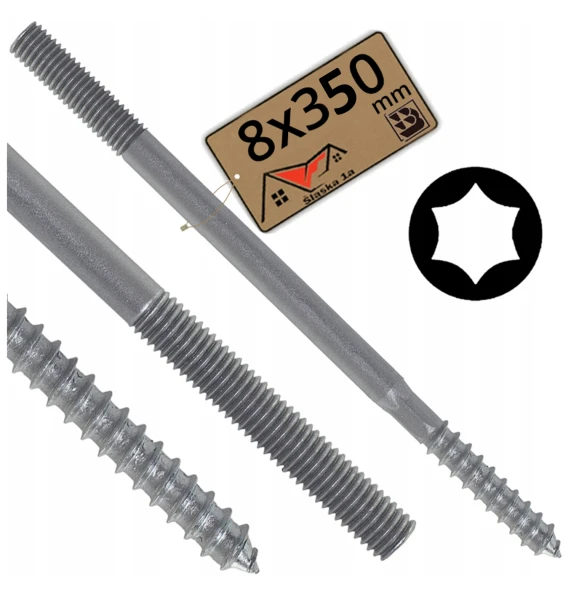 Wkręt śruba szpilka dwugwintowa dwustronna łącznik pręt ocynk M8 x350 mm