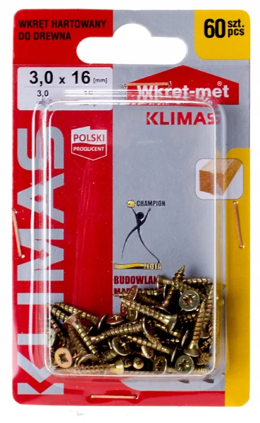 WKRĘTY DO MEBLI DREWNA WKRĘT MET 3,0x16 mm 60 szt